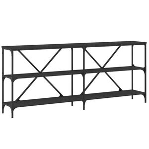vidaXL fekete szerelt fa &eacute;s vas t&aacute;lal&oacute;asztal 180x30x75 cm