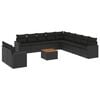 vidaXL 12 r&eacute;szes fekete polyrattan kerti &uuml;lőgarnit&uacute;ra p&aacute;rn&aacute;kkal