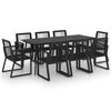 vidaXL 9 r&eacute;szes fekete PVC rattan k&uuml;lt&eacute;ri &eacute;tkezőgarnit&uacute;ra