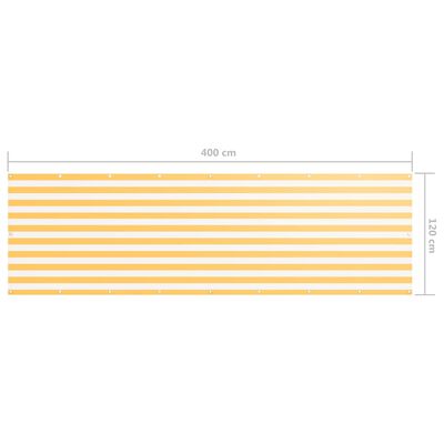 vidaXL fehér és sárga oxford-szövet erkélyparaván 120 x 400 cm
