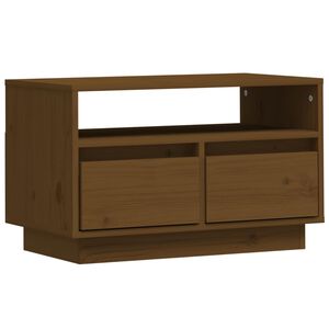 vidaXL m&eacute;zbarna t&ouml;m&ouml;r fenyőfa TV-szekr&eacute;ny 60x35x37 cm