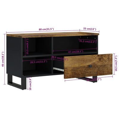 vidaXL tömör mangó- és szerelt fa TV-szekrény 80 x 33 x 46 cm