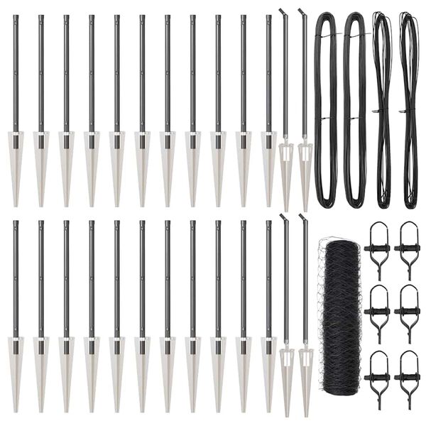 vidaXL Ker&iacute;t&eacute;soszlop Sz&uuml;rke 50 x 0,5 m (36 mm h&aacute;l&oacute;) Ac&eacute;l &eacute;s PVC