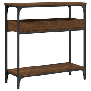 vidaXL barna t&ouml;lgysz&iacute;nű szerelt fa t&aacute;lal&oacute;asztal polccal 75x29x75 cm