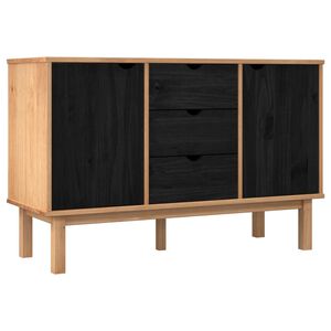 vidaXL Sz&eacute;f OTTA Fekete 113,5 x 43 x 73 cm T&ouml;m&ouml;r Fenyőfa