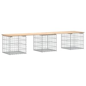 vidaXL t&ouml;m&ouml;r fenyőfa gabion kerti pad 203x44x42 cm