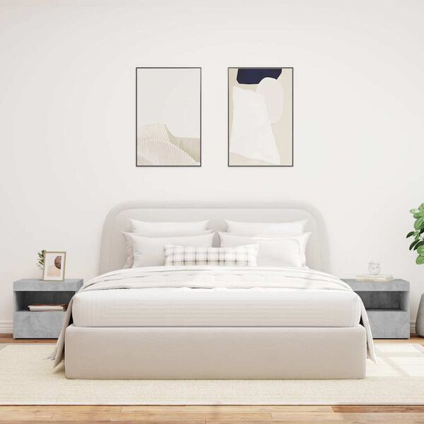 vidaXL 2 db betonsz&uuml;rke &eacute;jjeliszekr&eacute;ny LED-f&eacute;nyekkel 50x40x45 cm