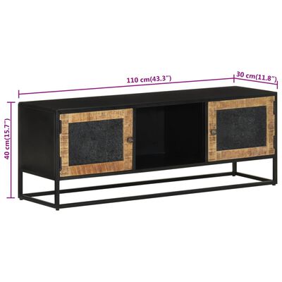 vidaXL tömör mangófa és vas TV-szekrény 110 x 30 x 40 cm