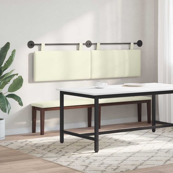 vidaXL Fali Fejt&aacute;mla Egysz&iacute;nű Kr&eacute;m 190 x 55 x 5 cm B&aacute;rsonyos sz&ouml;vet