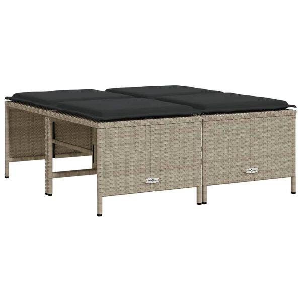 vidaXL 5 részes világosszürke polyrattan kerti ülőgarnitúra párnákkal