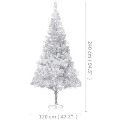 vidaXL ezüstszínű PET megvilágított műkarácsonyfa állvánnyal 240 cm