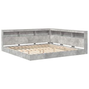 vidaXL K&ouml;nyvespolcos &Aacute;gy Beton sz&uuml;rke 180 x 200 cm Szerelt Fa