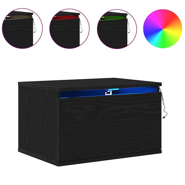 vidaXL Fali &eacute;jjeli szekr&eacute;ny Fekete t&ouml;lgy 50 x 36 x 30 cm Faanyag