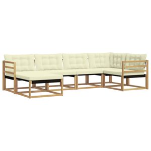 vidaXL K&uuml;lt&eacute;ri kanap&eacute; szett 6 db Feh&eacute;r &eacute;s Kr&eacute;m sz&iacute;nű T&ouml;m&ouml;r Ak&aacute;cfa