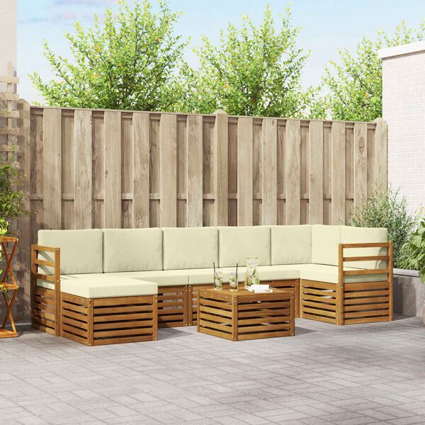 vidaXL &Uuml;lőgarnit&uacute;r&aacute;k 8 pcs Term&eacute;szetes &eacute;s kr&eacute;msz&iacute;nű T&ouml;m&ouml;r Ak&aacute;cfa