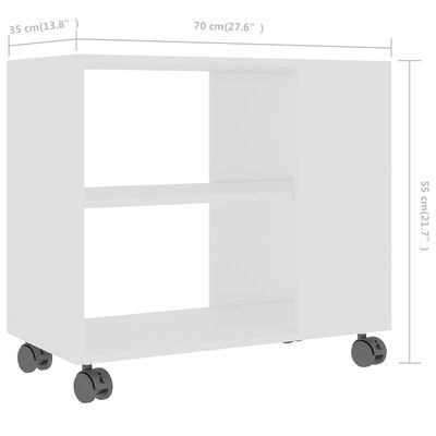 vidaXL fehér szerelt fa kisasztal 70 x 35 x 55 cm