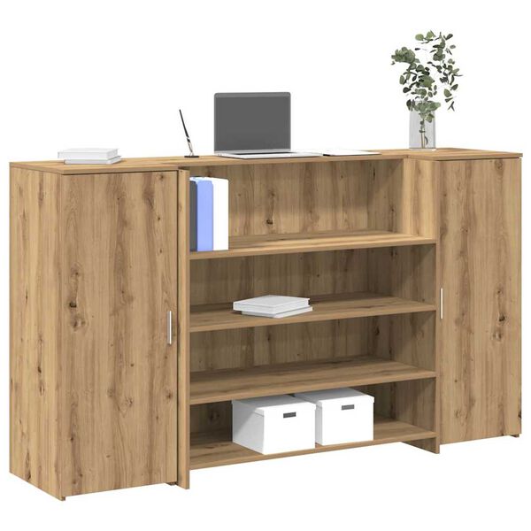 vidaXL recepci&oacute;s pult k&eacute;zműves t&ouml;lgy 180x50x103,5 cm szerelt fa