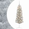 vidaXL Karcs&uacute; műkar&aacute;csonyfa g&ouml;mb&ouml;kkel 150 cm 150 LED Meleg feh&eacute;r