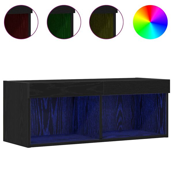 vidaXL TV szekr&eacute;ny garnit&uacute;ra 2 pcs Musta tammi 80 x 30 x 30 cm Faanyag