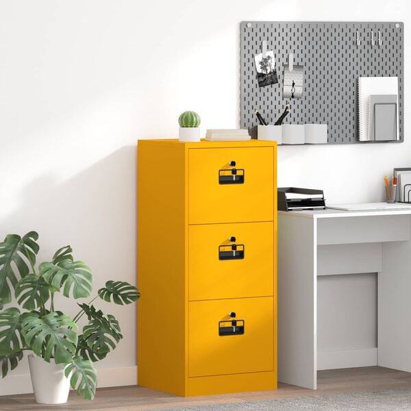 vidaXL Iratt&aacute;rol&oacute; Szekr&eacute;ny fi&oacute;kkal Must&aacute;r s&aacute;rga 45,5 x 42 x 106,5 cm