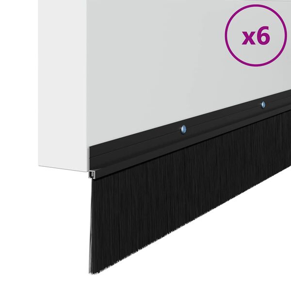 vidaXL Csavaros Ajt&oacute; Kefe Z&aacute;r 6 pcs Fekete 100 cm Alum&iacute;nium &ouml;tv&ouml;zet