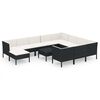 vidaXL 12 r&eacute;szes fekete polyrattan kerti &uuml;lőgarnit&uacute;ra p&aacute;rn&aacute;kkal