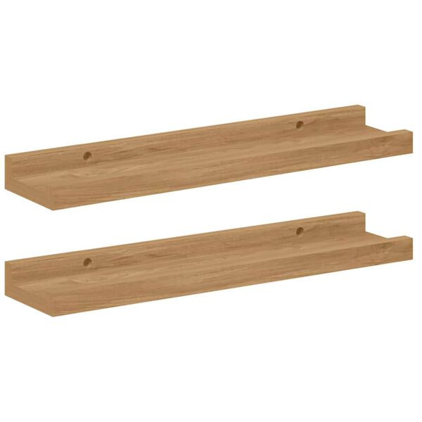 vidaXL Falpolc polcokkal t&aacute;rol&oacute;val 2 pcs Barna 40 x 9 x 3 cm Faanyag