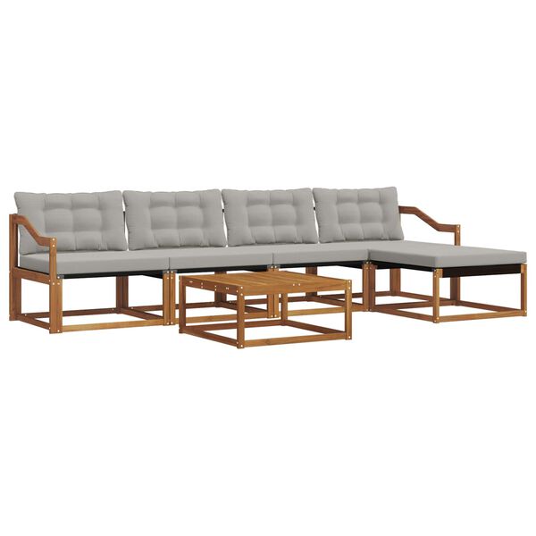 vidaXL K&uuml;lt&eacute;ri kanap&eacute; szett 6 pcs Term&eacute;szetes &eacute;s Vil&aacute;gossz&uuml;rke