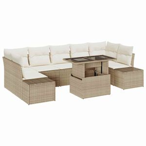 vidaXL Kanap&eacute; Szett p&aacute;rn&aacute;val 8 pcs Beige &eacute;s kr&eacute;m polirattan