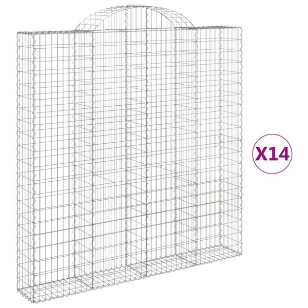 vidaXL 14 db &iacute;ves horganyzott vas gabion kos&aacute;r 200x30x200/220 cm