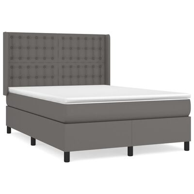 vidaXL szürke műbőr rugós ágy matraccal 140x190 cm