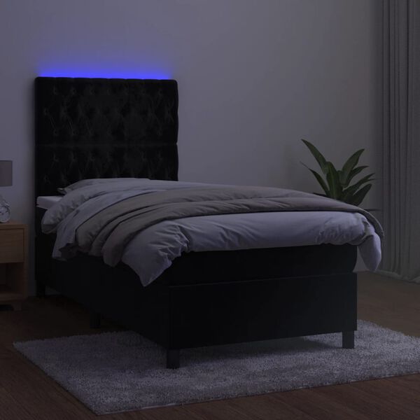 vidaXL fekete b&aacute;rsony rug&oacute;s &eacute;s LED-es &aacute;gy matraccal 80 x 200 cm