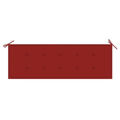 vidaXL tömör tíkfa kerti pad piros párnával 150 cm