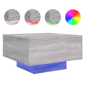 vidaXL sz&uuml;rke sonoma sz&iacute;nű doh&aacute;nyz&oacute;asztal LED-l&aacute;mp&aacute;kkal 55x55x31 cm