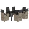 vidaXL 7 r&eacute;szes sz&uuml;rke polyrattan kerti &eacute;tkezőgarnit&uacute;ra p&aacute;rn&aacute;val