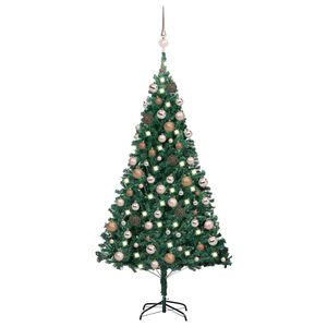 vidaXL z&ouml;ld PVC megvil&aacute;g&iacute;tott műkar&aacute;csonyfa g&ouml;mb szettel 120 cm