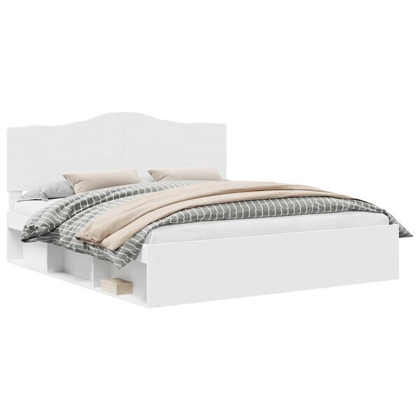 vidaXL &Aacute;gykeret fejt&aacute;ml&aacute;val Feh&eacute;r 200 x 200 cm T&ouml;m&ouml;r fenyőfa