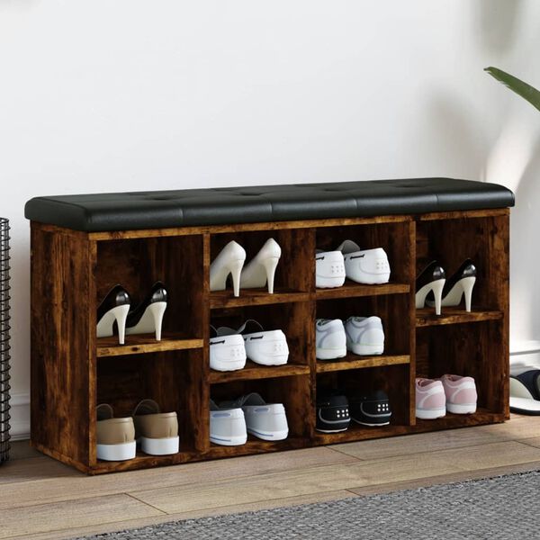 vidaXL füstös tölgy színű szerelt fa cipőpad 102 x 32 x 50 cm