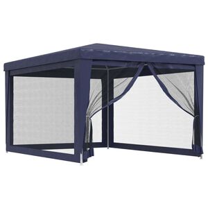 vidaXL k&eacute;k HDPE rendezv&eacute;nys&aacute;tor 4 h&aacute;l&oacute;s oldalfallal 3x4 m