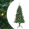 vidaXL Sarok Műkar&aacute;csonyfa 150 LED-del Z&ouml;ld 150 cm PVC &eacute;s f&eacute;m