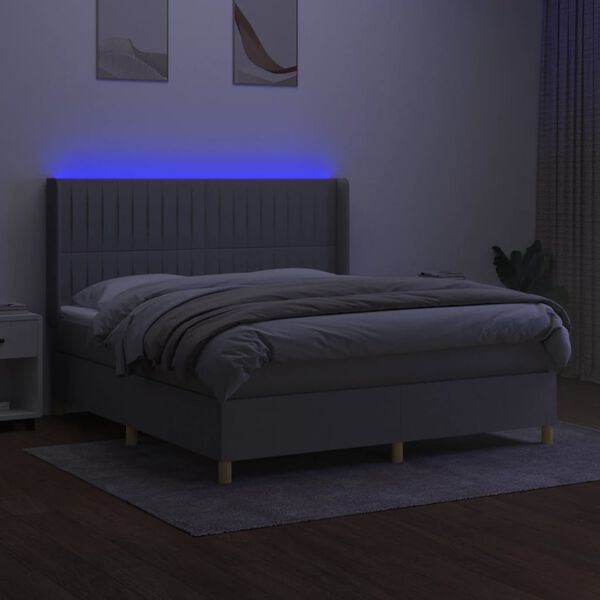 vidaXL vil&aacute;gossz&uuml;rke sz&ouml;vet rug&oacute;s &eacute;s LED-es &aacute;gy matraccal 160x200 cm