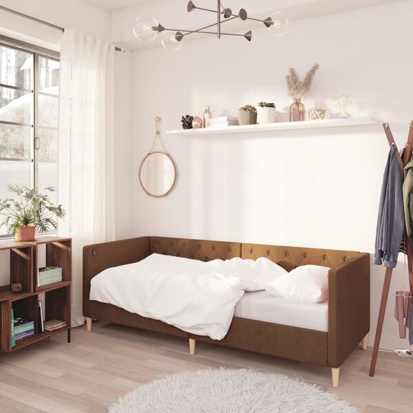 vidaXL barna sz&ouml;vetk&aacute;rpitoz&aacute;s&uacute; d&iacute;v&aacute;ny USB-vel 90 x 200 cm