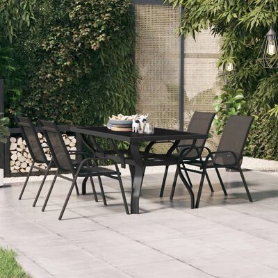 vidaXL fekete acél és üveg kerti asztal 140 x 70 x 70 cm