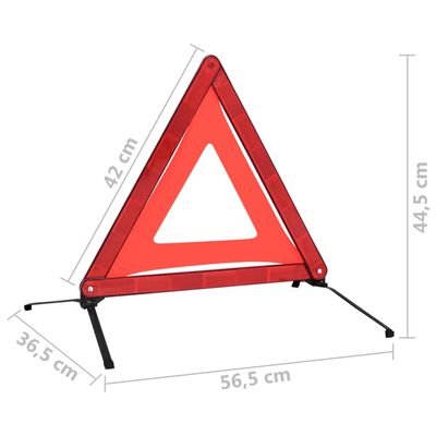 vidaXL Közlekedési figyelmeztető háromszög 10db piros 56,5x36,5x44,5cm