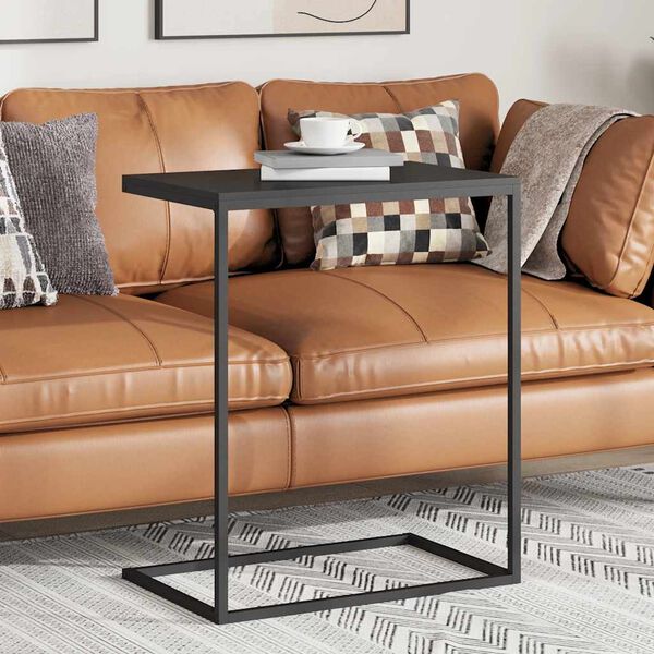 vidaXL fekete szerelt fa kisasztal 55 x 35 x 66 cm