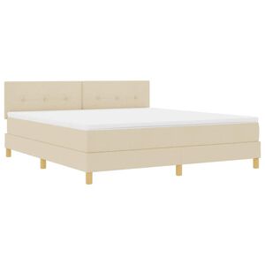vidaXL LED Box Spring &Aacute;gy LED szalagokkal Kr&eacute;m 180 x 200 cm sz&ouml;vet
