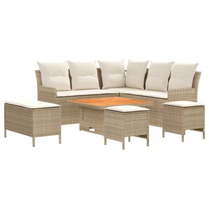 vidaXL B&uacute;tor szettek 7 db Beige &eacute;s kr&eacute;m PE Rattan