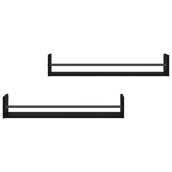 vidaXL 2 db fekete fali polc r&uacute;ddal 80 x 16 x 14 cm