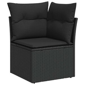 vidaXL fekete polyrattan kerti sarokkanap&eacute; p&aacute;rn&aacute;kkal