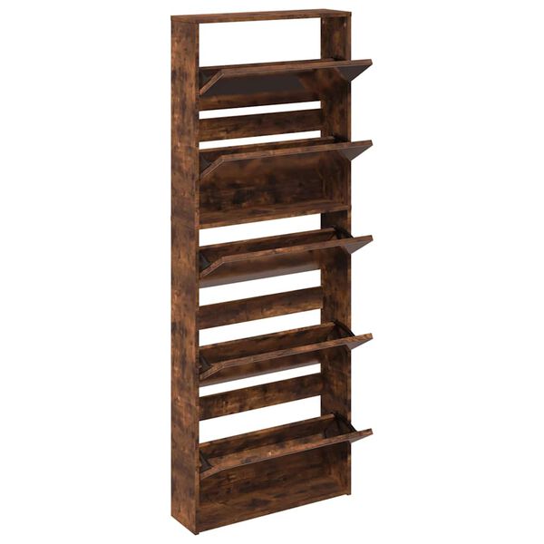 vidaXL f&uuml;st&ouml;s t&ouml;lgy 5 szintes cipőszekr&eacute;ny t&uuml;k&ouml;rrel 63 x 17 x 169,5 cm